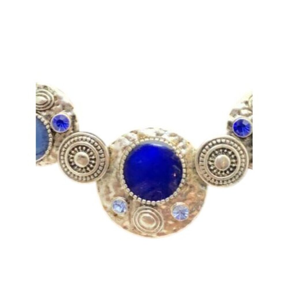 Arianna Silver Metal Works Wearable Jewelry Blue Necklace And Earring Set (1845) - Picture 4 of 8